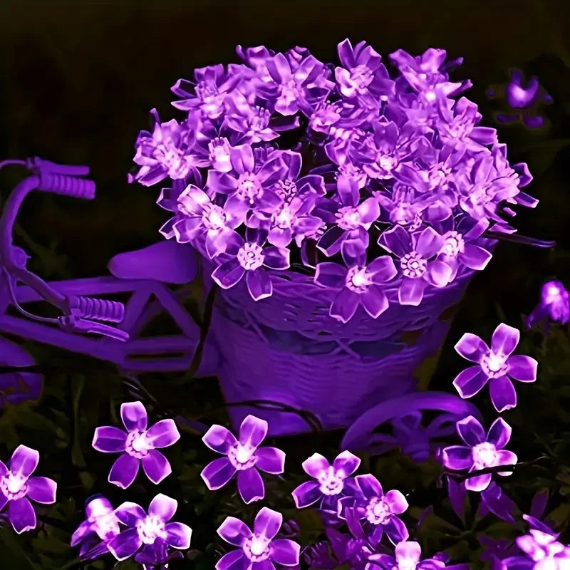 Catena di luci solari a forma di fiori di ciliegio - 5/12/22 m, luce bianca…