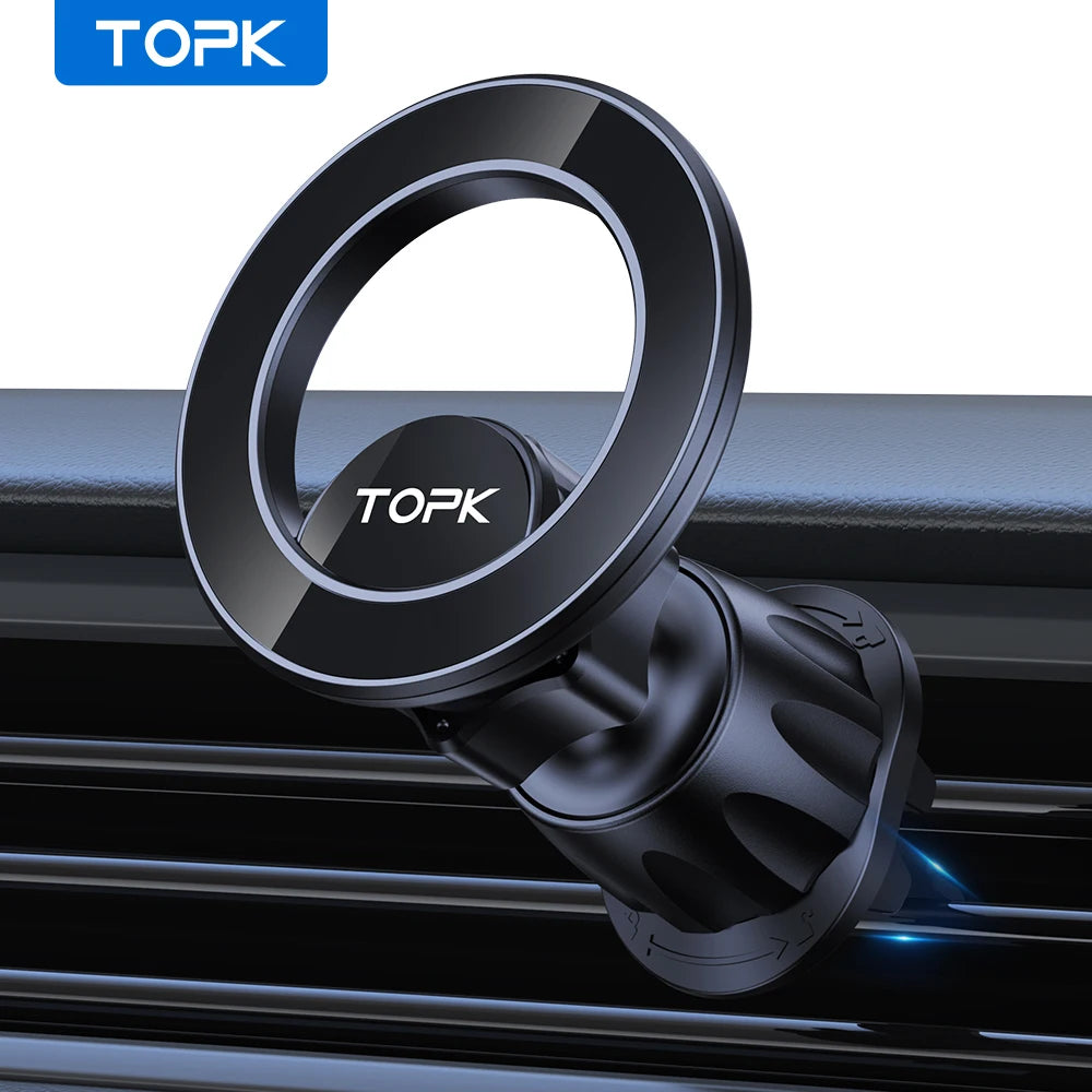 Supporto magnetico per telefono auto con ventosa d'aria, 360°, 20 magneti, nero