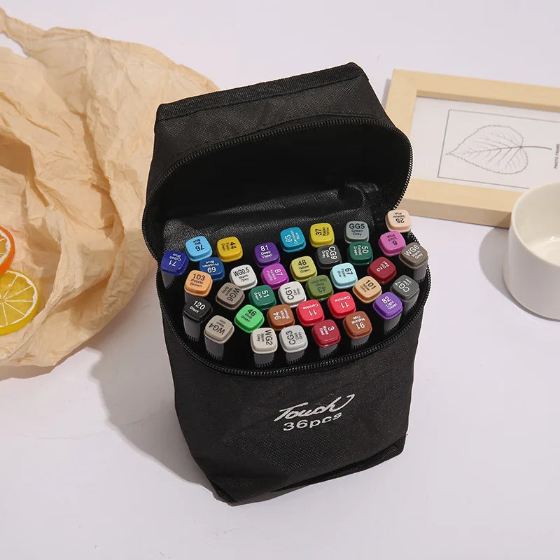 24-80 Colors Double Headed Oily Art Marker Pen Set for Draw Sketching Oily Tip Based Markers Graffiti Manga School Art Supplies