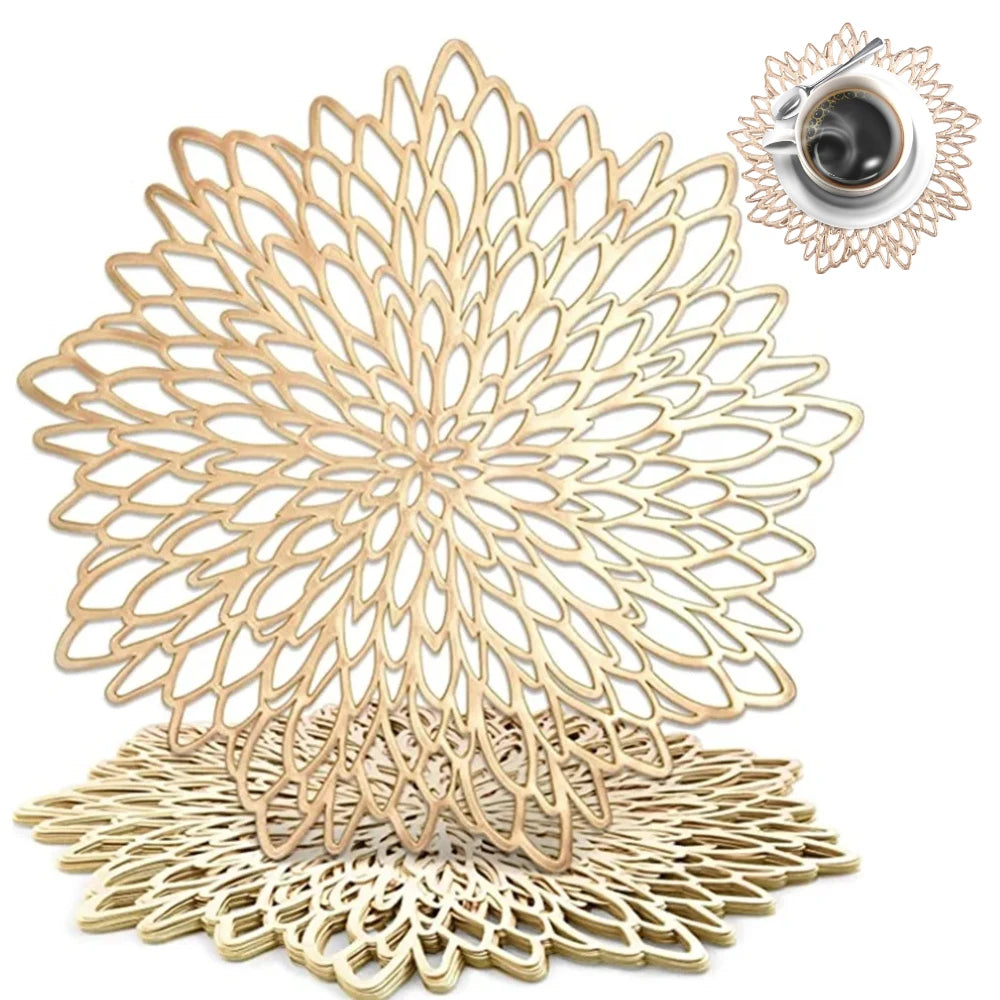 vinyl hollow-out coaster – irregular flower design for kitchen, wedding, holiday decor
