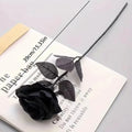 Artificial Black Roses Fake Flowers Long Stem With leaves for Halloween Home Decor Wedding Party Tabletop Bouquet DIY Creative