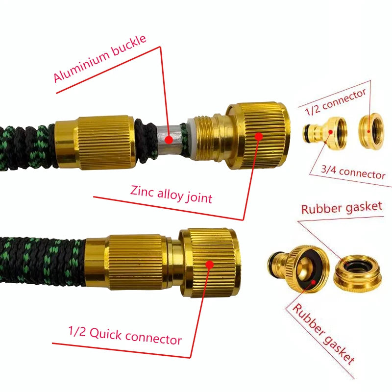 Tubo da Giardino Espandibile ad Alta Pressione – 25‑200 ft, Resistente UV e…