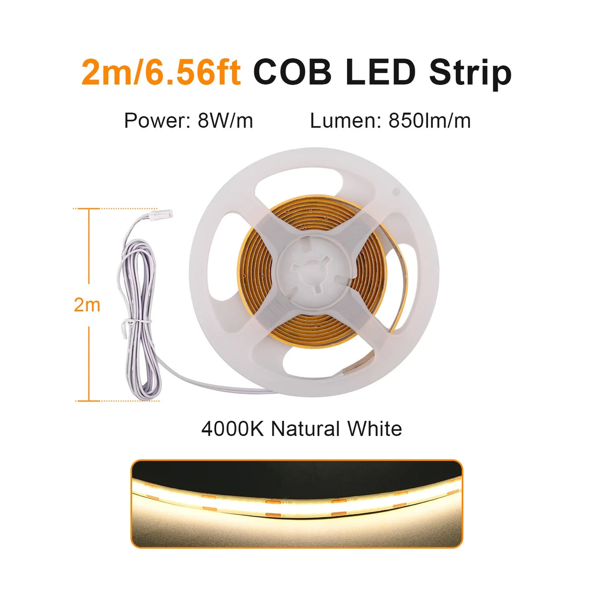 Striscia LED COB dimmerabile per armadi e scaffali, sensore touch, 12 V
