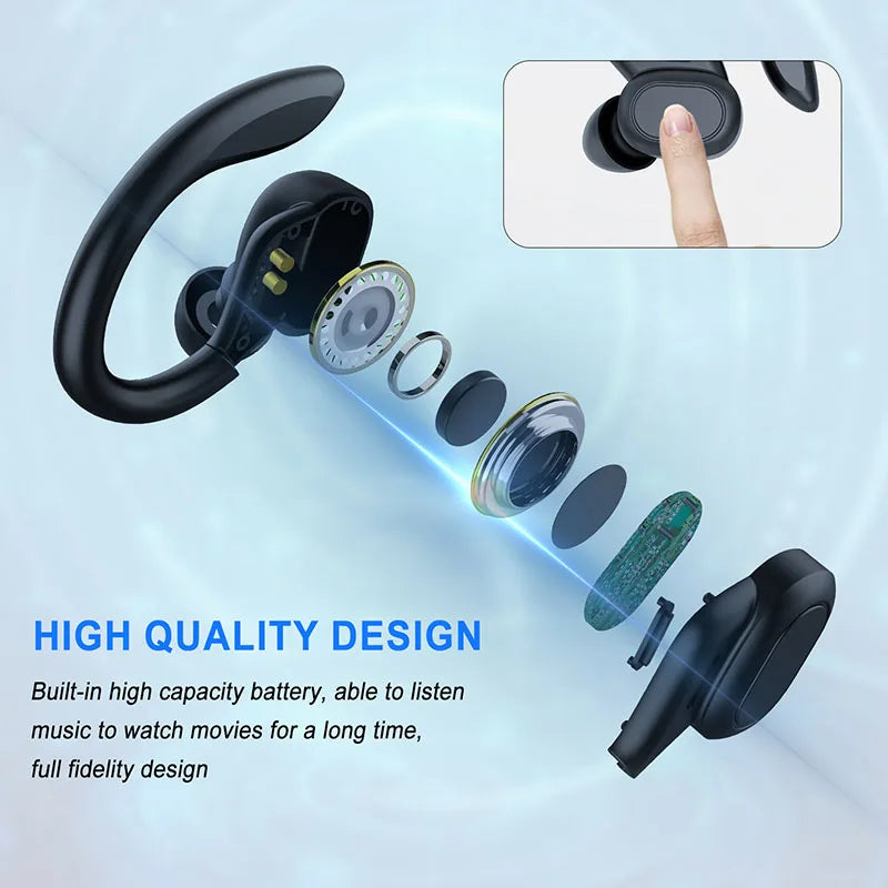 Auricolari sportivi Bluetooth 5.1 con microfono e design ergonomico