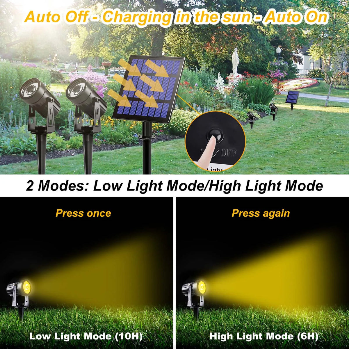 Lampada da giardino a energia solare LED IP65 con luci RGB e bianco…