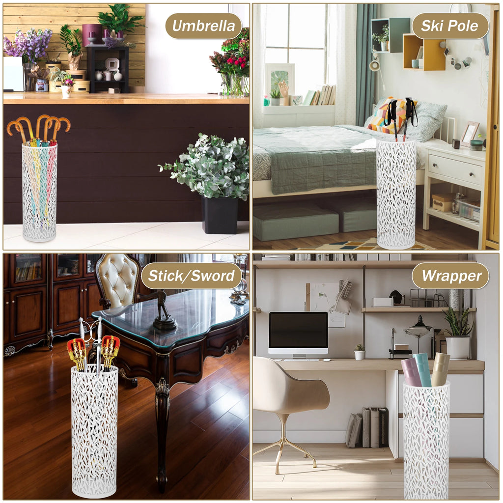 Metal Umbrella Storage Rack Round Umbrella Holder Bin Waterproof Multipurpose Umbrella Stand Rack For Home Office Hotel Entryway