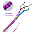 Forbici curve e sfoltenti per cani 7" – Design colorato professionale
