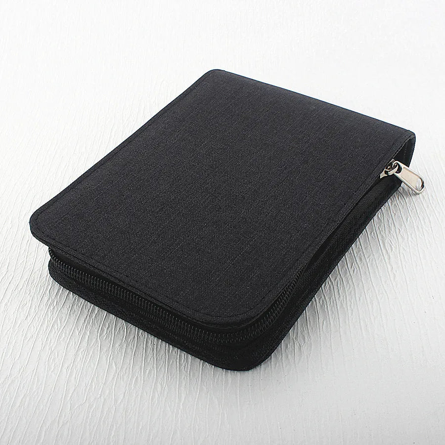 Custodia porta penne zip in tela, 48 slot per penne, matite e penne inchiostro