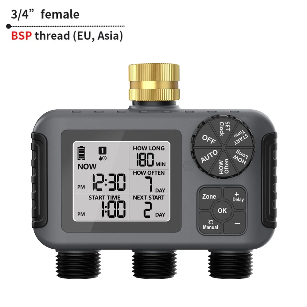 Timer programmabile per irrigazione giardino 1-3 zone con ritardo pioggia