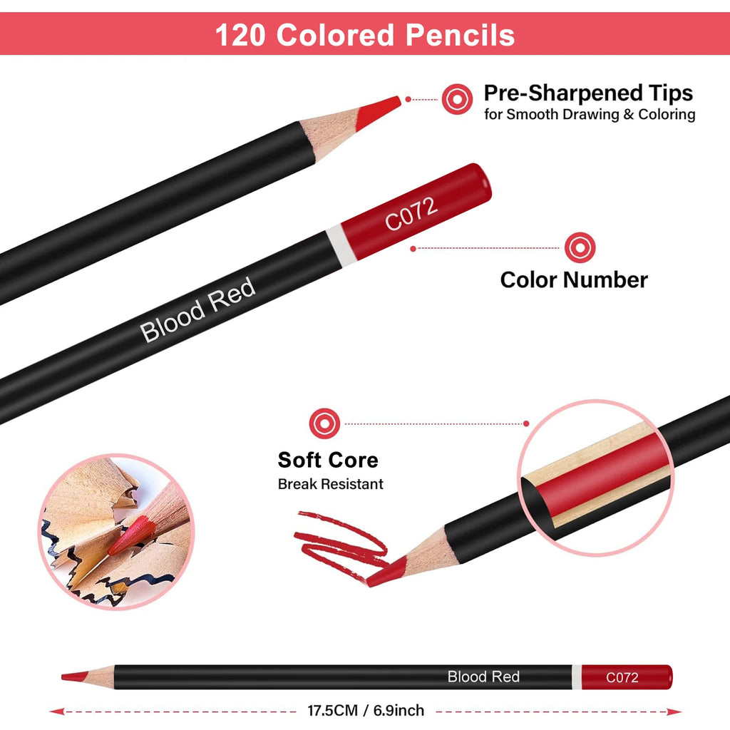 Set da disegno 42/73/146 con taccuino a 3 colori, matite grafite e carboncino