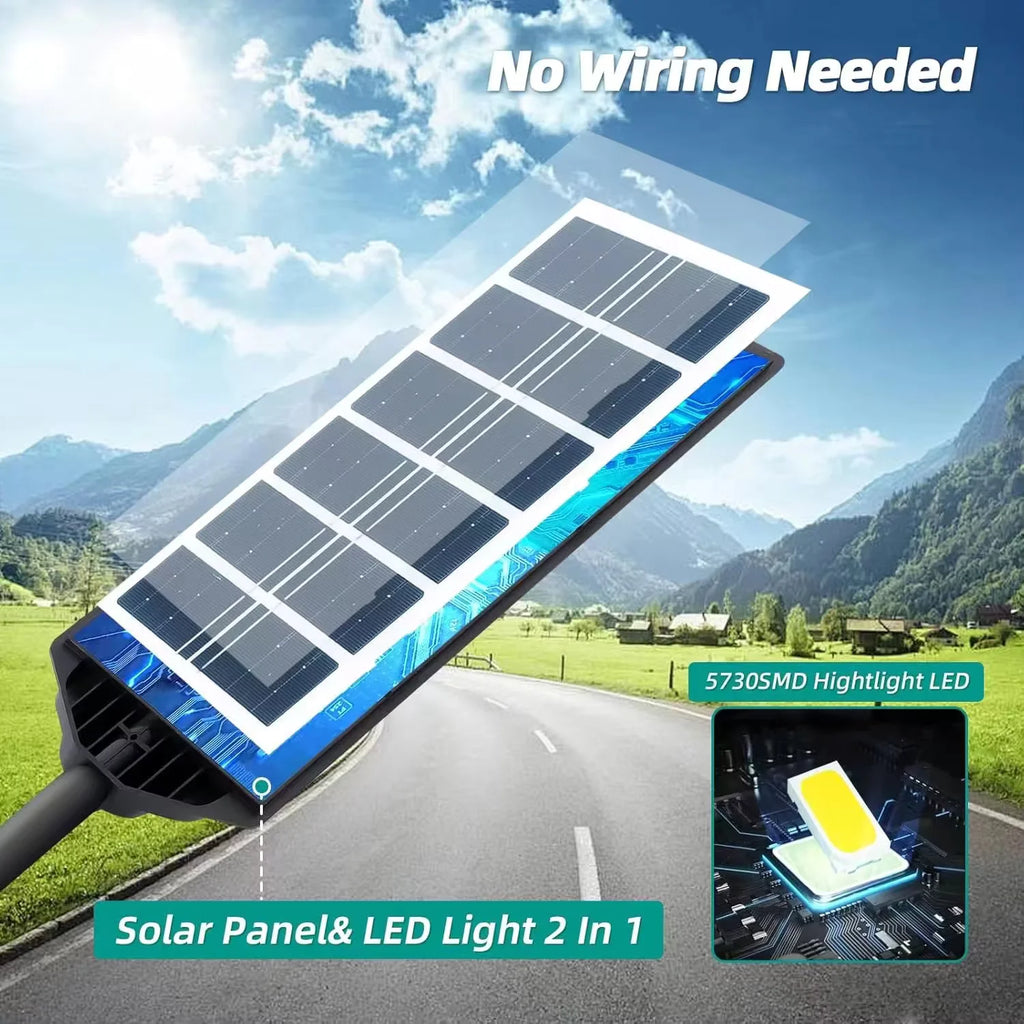 100000LM Solar Light Commercial LED Outdoor Dusk To Dawn Solar Street Light Road Area Lamp Waterproof Backyard Security Lighting
