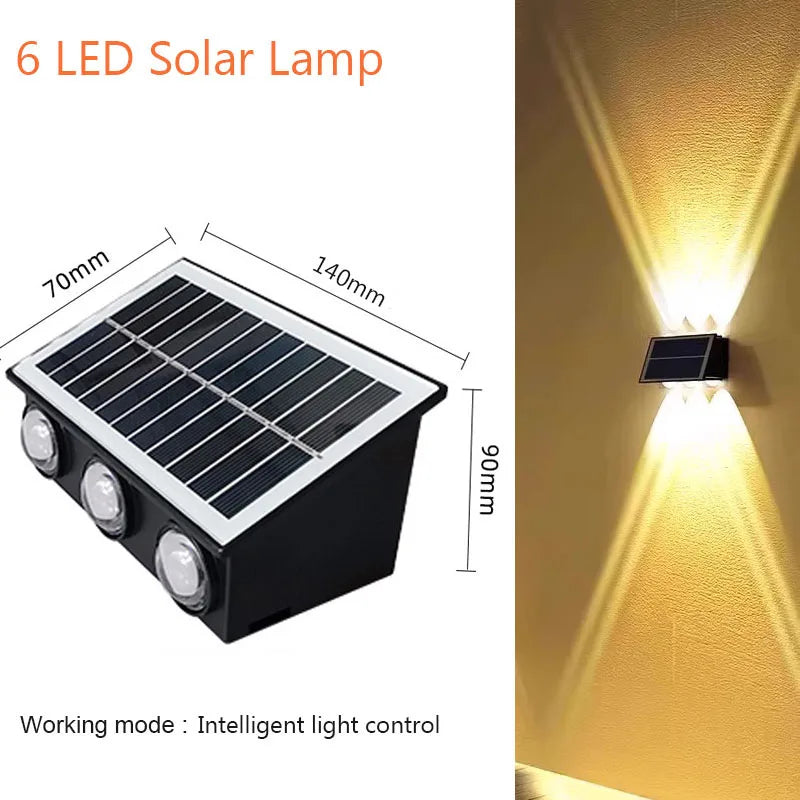 Lampada da Parete Solare 4/6/8 LED Waterproof IP67 per Giardino e Cortile