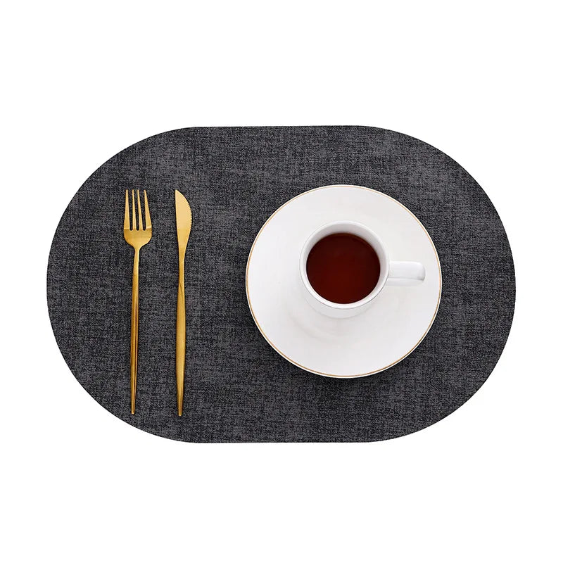 oval decorative placemats set (1/4/6 pcs) – heat‑resistant faux leather, non‑slip