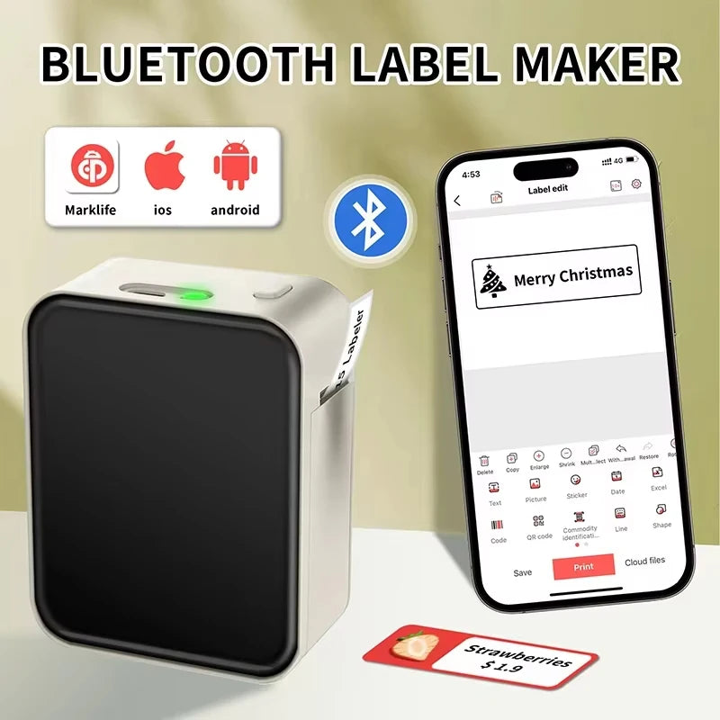Stampante Etichette Portatile Mini P15 Bluetooth - Stampa Termica 12‑15 mm