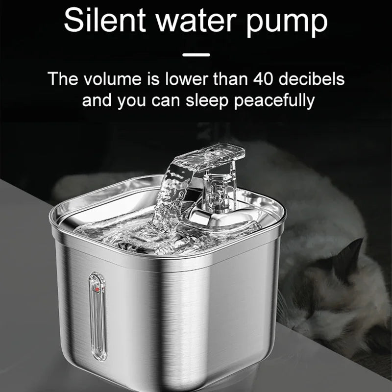 Fontana d'Acqua per Animali in Acciaio Inox con Sensore – 2L