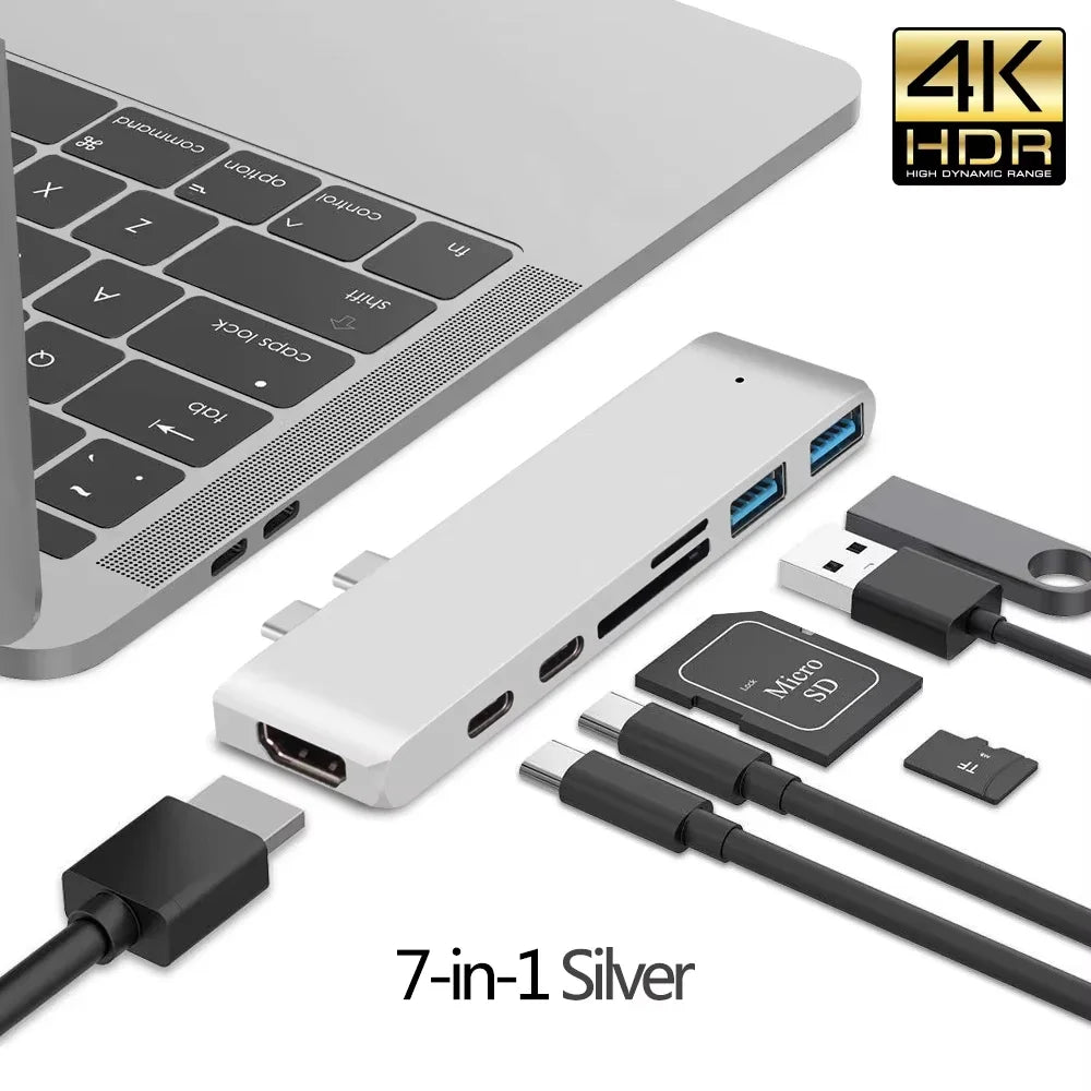 Hub USB‑C 3.1 con HDMI 4K, USB 3.0, lettore SD/TF e Power Delivery per MacBook