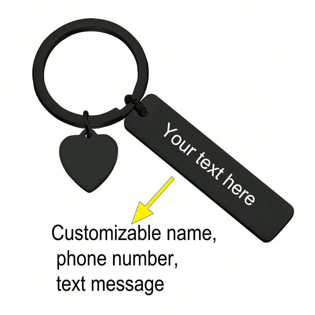 Custom Text Keychain Customized Engraved Name Key Ring Stainless Steel Valentine's Day Gift For Men Women Personalized Key Chain