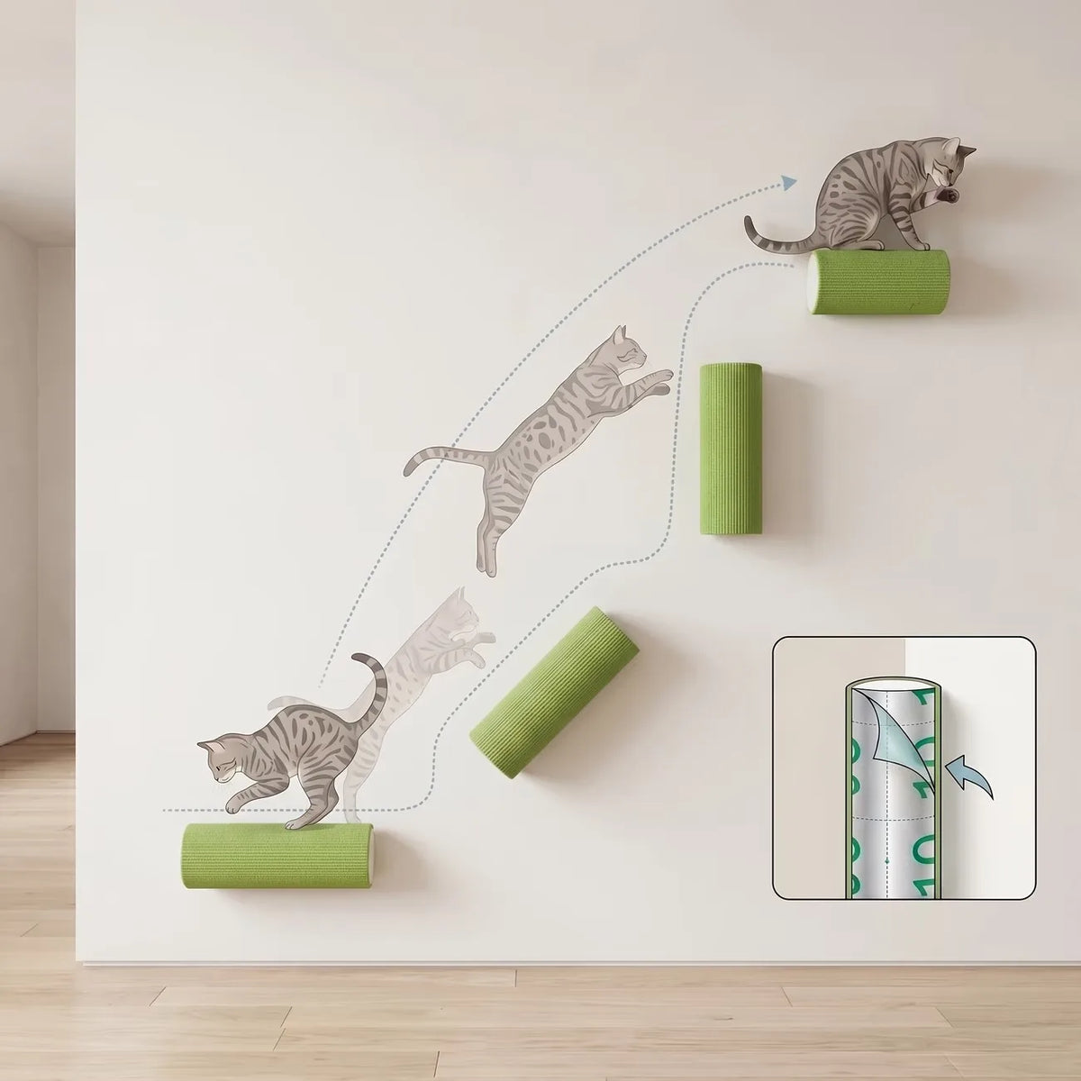 Palo per graffi di alta adesione per gatti – Gioco indoor e protezione mobili