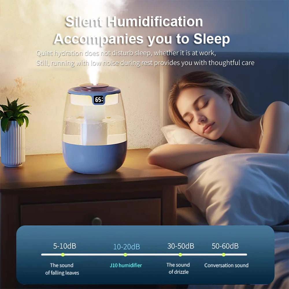 Umidificatore 1,3 L doppio getto, luce notturna, ultra silenzioso per casa e…