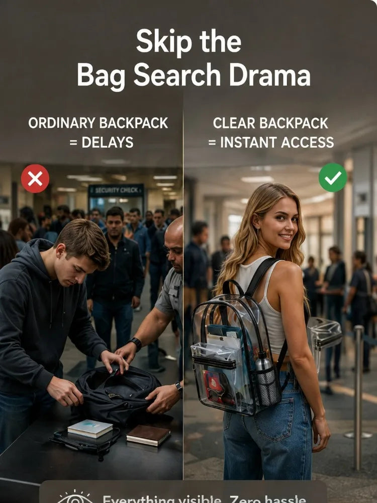 Sac à dos transparent en PVC robuste - Approuvé pour la sécurité, l'école, le stade et les festivals