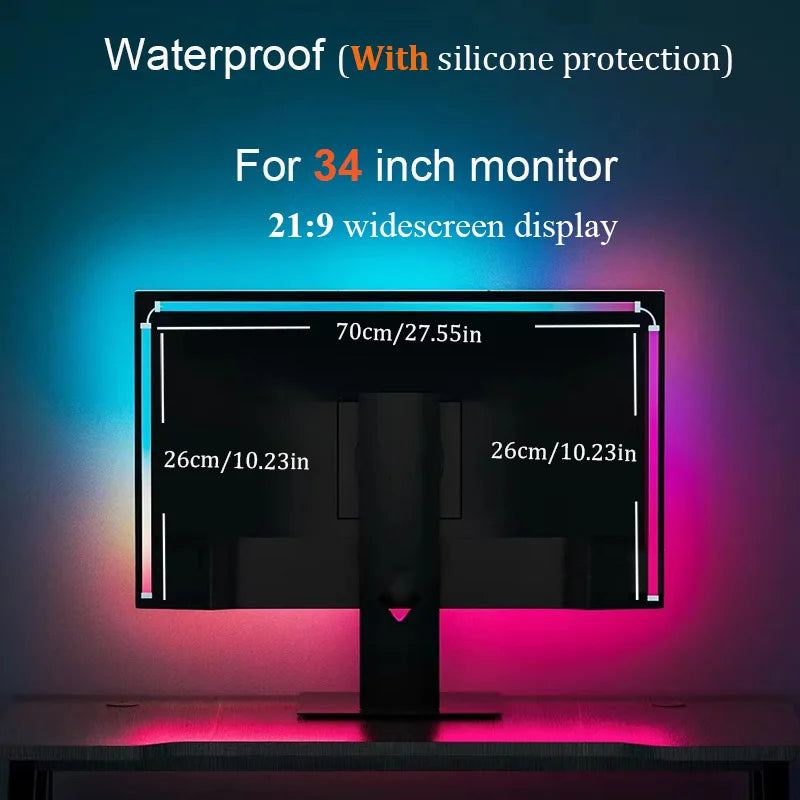 Striscia LED RGB per monitor: sincronizzazione colore, musica e controllo app